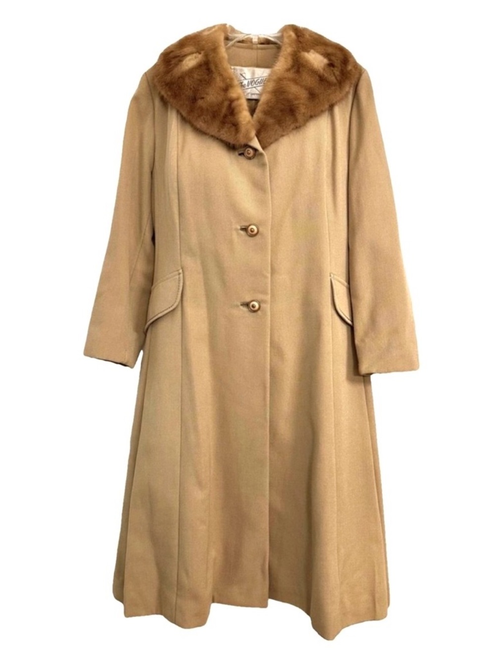 The Vogue Vintage Dress Overcoat Mink Collar 60's